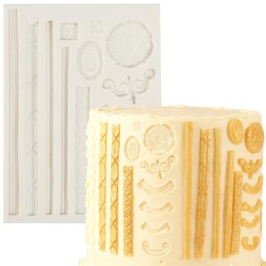 Imagem de nklbio Moldes de silicone barroco, molde de fondant de rolagem em relevo de estilo europeu, decorações de bolo de botão vintage, para moldes de resina de muffin de massa de biscoito de chocolate doces