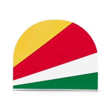 Imagem de Dispensador de guardanapos com bandeira das Seychelles, suporte de guardanapo acrílico para lenços de coquetel, suporte de guardanapo de pé para organizar papel de cozinha