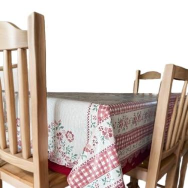 Imagem de Toalha de Mesa Plástica Térmica PVC 4 Lugares 1,40 x 1,40m Floral Vermelha