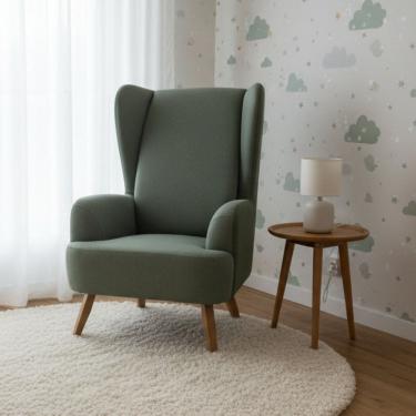 Imagem de Poltrona de Amamentação Fixa com 4 Pés Teodora Mescla / Verde