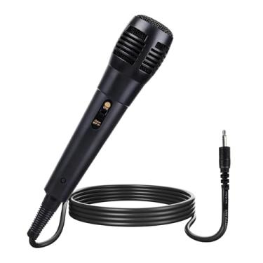 Imagem de Microfone de karaokê dinâmico com fio com cabo de 2 m - Microfone vocal profissional para cantar, alto-falante, amplificador, mixer, DVD, fala, ao ar livre (6,5 mm)