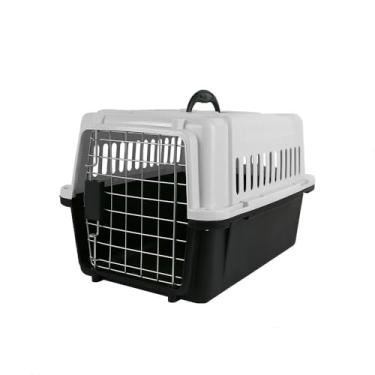 Imagem de Caixa de Transporte para Pets PT-2638, Verde e Preto, 48x32x30cm, Plástico Reforçado com Porta Metálica, Ventilação Tridimensional