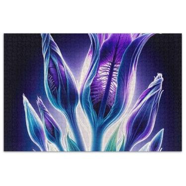 Imagem de Quebra-cabeça roxo com flores de genciana X Ray 500 peças para adultos, amigos, família, jogos, presentes, quebra-cabeças difíceis