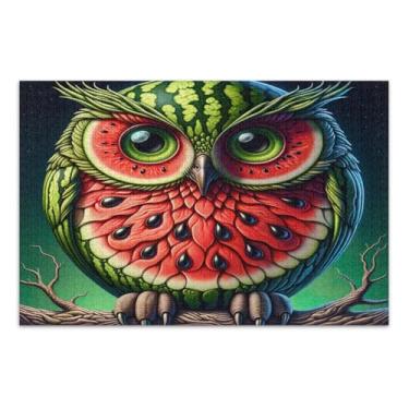 Imagem de Quebra-cabeças adultos com coruja melancia 500 peças, jogos de quebra-cabeça com letras na parte de trás