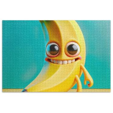 Imagem de Quebra-cabeça engraçado banana 3D de 1000 peças para adultos, presentes de elefante branco, engraçado, grande, quebra-cabeça de brinquedo, arte