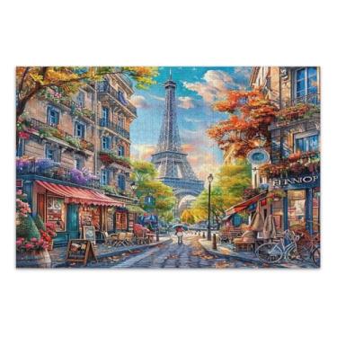 Imagem de uma pintura de uma rua da cidade em Paris quebra-cabeças de 500 peças para adultos, quebra-cabeças legais para adultos, jogos para adultos e família