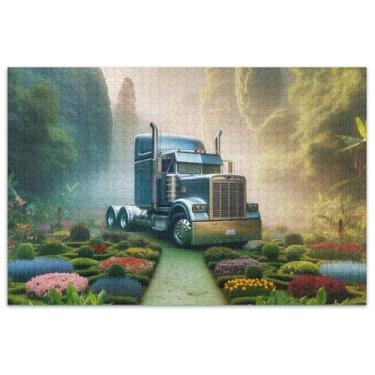 Imagem de Quebra-cabeças florais de jardim de caminhão 500 peças para adultos, brinquedo, arte, quebra-cabeças divertidos para adultos, presentes tecnológicos de jogos