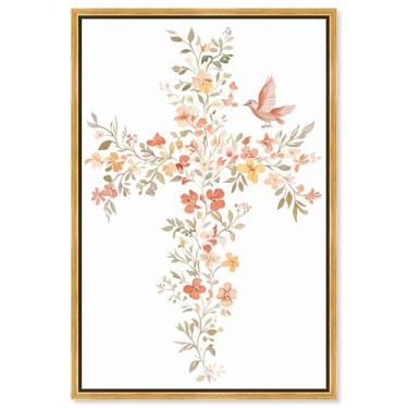 Imagem de Living Cross I Impressão em tela Jesus Wall Art por Art Remedy, moldura dourada, 40 x 61 cm