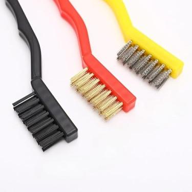 Imagem de Escovas de Aço Multiuso Aço Latão Nylon Cabo Plástico Limpeza Forno Grelha Fogão Churrasqueira(2 Kits)