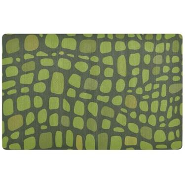 Imagem de TSENQUE Capacho personalizado de crocodilo verde jacaré, tapete de boas-vindas engraçado, absorvente, tapete de boas-vindas para o outono, tapetes de cozinha, antiderrapante, lavável, 81 cm x 50 cm