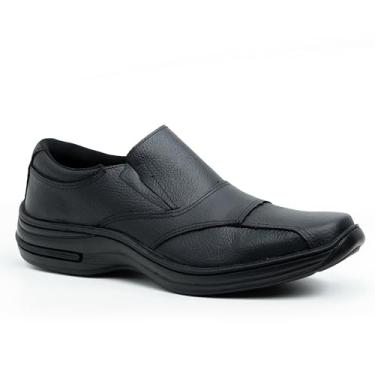 Imagem de Sapato Social Masculino Firenze Couro Legítimo Confroto Calce Fácil 5080 (41, Preto)