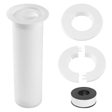 Imagem de UFURMATE Conjunto protetor de linha de ar condicionado, incluindo 2 peças de mini capa dividida, 1 peça de manga CA de 28 cm de comprimento para atravessar a parede e 1 rolo de fita adesiva (branca