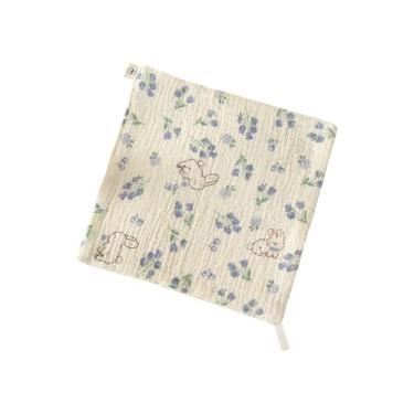 Imagem de 1 pacote com toalhas de rosto para recém-nascidos, 24 x 24 cm, lenços absorventes para bebês, lenços umedecidos de saliva para crianças, meninos e meninas, laváveis e reutilizáveis (coelho)