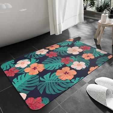 Imagem de Iprokiu Tapete de banho com flores, antiderrapante, bem-vindo, interior, exterior, tapete de entrada absorvente, tapete de entrada, tapete lavável para cozinha, pátio, varanda, garagem (60 cm x 40 cm
