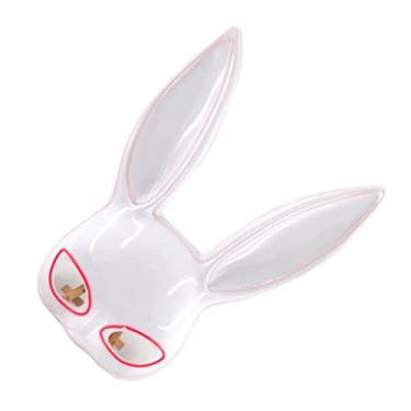 Imagem de SPYMINNPOO Acessório de Máscara de Coelho Iluminado Com 4 Modos de Iluminação para Festas de Fim de Ano, Sensação Festiva, Material Plástico (Branco)