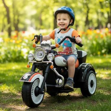 Imagem de Mini Moto Elétrica Infantil 12v Sirene Luz Som Branca Carregador 110v 220v