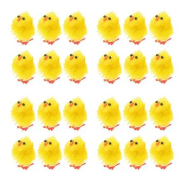 Imagem de FOMIYES 24 Pintinhos de Pelúcia de Páscoa, 1. Mini Pintinhos Amarelos Fofinhos de 45 Cm, Figuras de Galinhas de Pelúcia Macia de Plástico para Decoração de Bolos, Estátuas de Animais de Fazenda