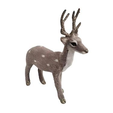 Imagem de GLOGLOW Ornamento de Cervo de Simulação, Estátua Realista Adorável Altamente Detalhada Com Pele Macia e Confortável, para Decoração de Jardim de Lareira de Mesa (#1)