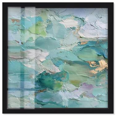 Imagem de Azure Tide I Shadowbox Print Coastal Wall Art por Art Remedy, moldura preta, 33 x 33
