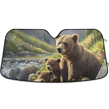 Imagem de Guarda-sol de carro fofo animal engraçado personalizado para para-brisa dobrável caminhão carro persianas para protetor de janelas dianteiras M, 139.7 cm x 70.1 cm