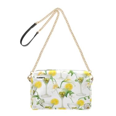 Imagem de Joitme Bolsa feminina transversal para celular linda estampa floral amarela flor limão couro PU bolsa de ombro com alça de corrente