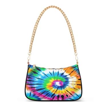 Imagem de Bolsa de ombro vintage com estampa colorida verde preta, bolsa de mão Hobo média artística para mulheres, bolsa moderna para uso diário e noturno