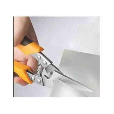 Imagem de Tesoura de lata de aço inoxidável – Ideal para cortar placas de metal e tubos de PVC, tesoura de dobra, 21,7 cm