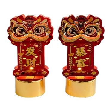 Imagem de Velas a Bateria - Figurinhas de Ano Metalicas a Pilhas | Velas Eletrônicas Chinesas com Luzes LED | para Mesa de Jantar Escritório Sala de Estar Entrada Quarto Celebrações Eventos Feriados