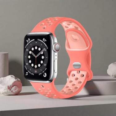 Imagem de Pulseira esportiva compatível com Apple Watch séries 11, 10, 9, Ultra, SE, 8, 7, 6, 5, 4, 3, masculina e feminina, 46 mm, 45 mm, 44 mm, 42 mm, 41 mm, 40 mm, 38 mm, Magic Ember, 38 ml