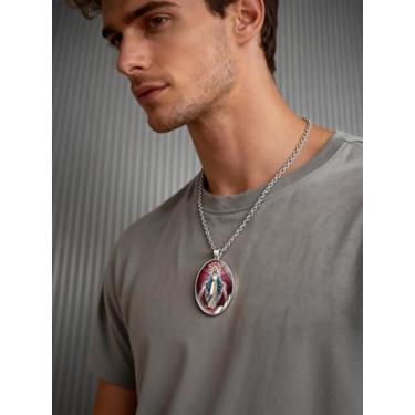 Imagem de Colar masculino com pingente artístico com corrente estilo vintage joia, 41-50cm, Metal, Sem Pedra Preciosa