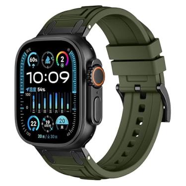 Imagem de KGFCE Pulseira de borracha para Apple Watch Ultra 2 de 49 mm, 45 mm, 44 mm, série 10, 9, 8, 7, 6, 5, 4, 3, 2 e 1 SE, com conector de metal S10 de 46 mm e 42 mm, 38/40/41mm, Ágata