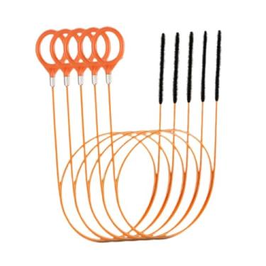 Imagem de Baoblaze Kit de 5 peças para desentupir ralos: ferramenta flexível para remover entupimentos, coletor de cabelo e escova de limpeza. Ideal para banheiros e, 130cm