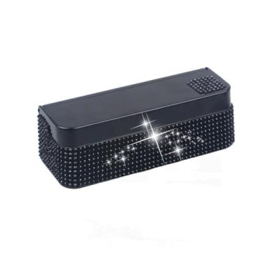 Imagem de SANMLX Porta-moedas Bling para carro, 4 compartimentos, organizador de carro com strass, compatível com quarto, níquel, centavos, centavos, organizador universal de moedas para carro, caminhão, SUV