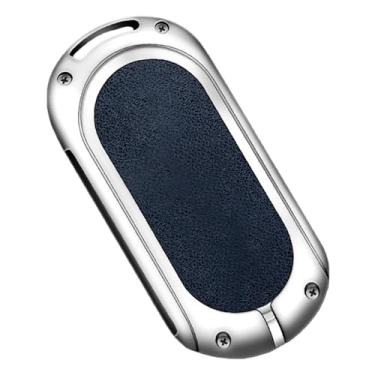 Imagem de Capa de couro para chave de metal de carro compatível com Benz S GLC EQE EQS classe chaveiro acessórios de proteção interna(Silver-Blue)