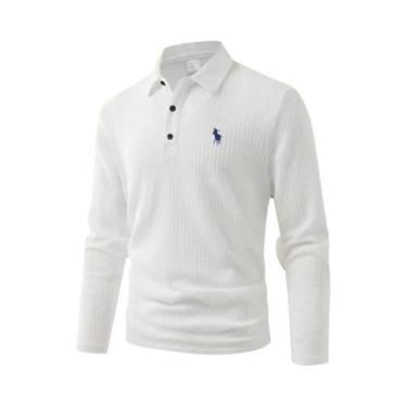 Imagem de Camisa Polo Masculina De Alta Qualidade Com Bordado, Manga Longa, Conf
