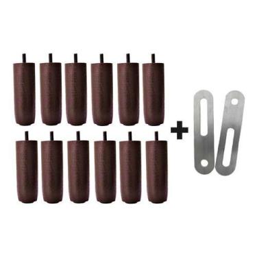 Imagem de Kit 12 Pés Tdc Marrom Cama Box/baú Queen King + 2 Chapa Unir - Zoe & C