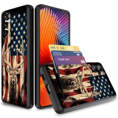 Imagem de Vobber Capa para Galaxy S24, capa carteira com compartimento para cartão oculto à prova de choque TPU e capa protetora de camada dupla para Samsung Galaxy S24 6,2 polegadas 2024, bandeira americana