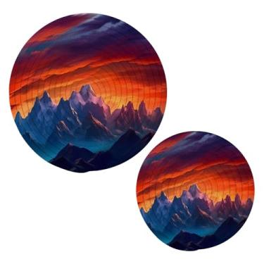 Imagem de Wassud Montanha de pintura a óleo (2) suportes de panela redondos trivets de algodão almofadas quentes porta-copos elegantes decoração de cozinha e acessórios 2 peças
