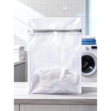 Imagem de Sacos de lavanderia, pacote com 3 sacos de lavagem de sutiã de malha grossa, 30,5 x 40,6 cm, rede de lavagem reutilizável com zíper para lavadora e secadora