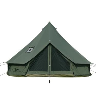 Imagem de MC TOMOUNT Tenda de lona com sino de sino Yurt com macaco de fogão com zíper e piso removível para glamping, caminhão, carro, acampamento