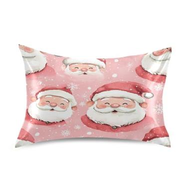 Imagem de Blueangle Linda fronha de cetim de Papai Noel para cabelo e pele, fronha de seda, tamanho Queen (51 x 76 cm) - Capas de almofada de cetim com fecho de envelope (775)