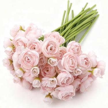 Imagem de Embewhis 24 hastes de flores artificiais de ranúnculo - buquê de ranúnculo de seda sintética 96 flores para decorações de casamento, decoração de casa, arranjos de férias e centros de mesa grandes