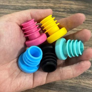 Imagem de 5 peças de rolha de garrafa de vinho de silicone – Rolhas herméticas rosqueadas para preservação de bebidas alcoólicas