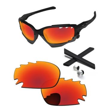 Imagem de PapaViva Kits de substituição de lentes e borracha para armação de óculos de sol ventilada Oakley Racing/Jawbone, Vermelho fogo, Jawbone/Racing Jacket Vented