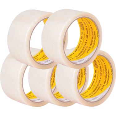Imagem de Fita adesiva 48 mm x 50 m, transparente, VONDER 5 unidades