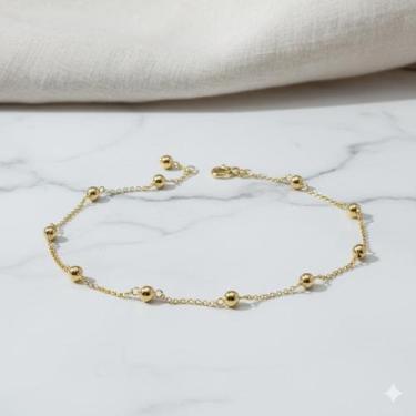 Imagem de Pulseira de Ouro 18k com Bolinhas Espaçadas - Joia Clássica e Delicada
