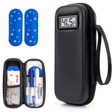 Imagem de WIBOND Estojo de viagem refrigerador de insulina com visor de temperatura, aprovado pela Tsa, estojo de viagem de medicamentos refrigerado com 2 pacotes de gelo, caneta de insulina e outros