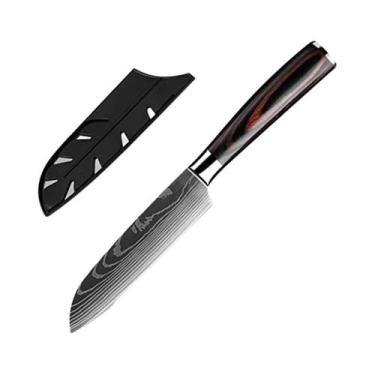 Imagem de Conjunto De Facas De Chef Em Aço Damasco 3PCS Santoku Utilitário Facão