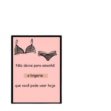 Imagem de Quadro Decorativo Frase Lingerie 24X18Cm Preta