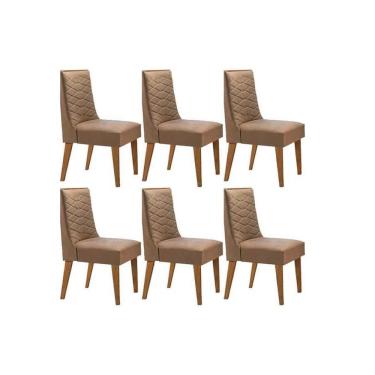 Imagem de Kit 6 Cadeiras Sala Jantar Dafne 6 Un Madeira Capuccino/Linho Capuccino - Rufato